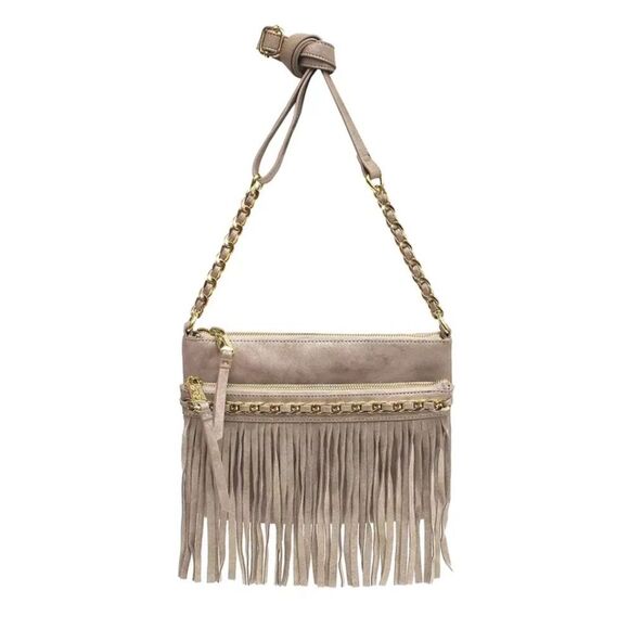 Jessica Simpson Tyra-Fringe Leather Purse Shoulder Crossbody Handbag - Picture 1 of 10